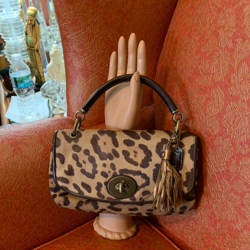 Classic & Chic Coach Animal Print Baguette Handbag Like New